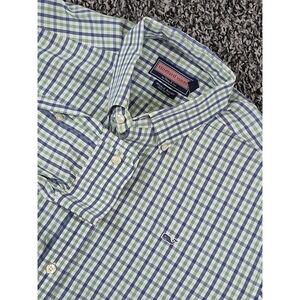 Vineyard Vines Blue and Green Checkered Button Down Shirt